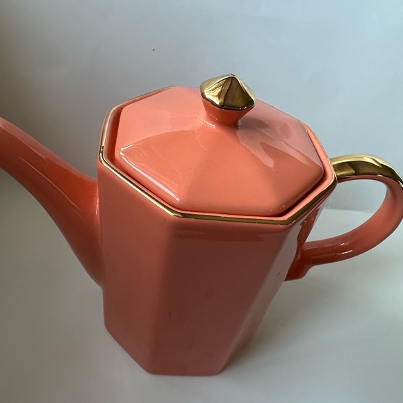 Gracie’s Teaware Ceramic Teapot 32 Oz Peach/Gold NWOT - Picture 8 of 8